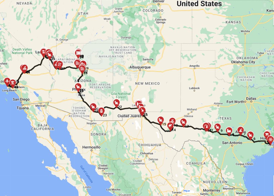 Awesome travel plan from Houston to Los Angeles